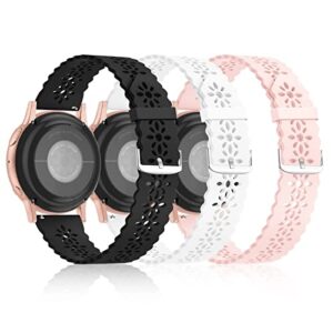 bandiction 3 pack 20mm lace silicone band compatible for samsung galaxy watch 6 40/43/44/47mm, watch 5 pro 45mm, classic 42mm 46mm/watch 4 40mm 44mm/watch 3 41mm/active 40mm/active 2 40mm 44mm band