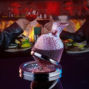 Wine Decanter, Aerator, Lead-Free Crystal Glass, 360° Rotation, Wine Lovers, Luxurious， Gifts for Men