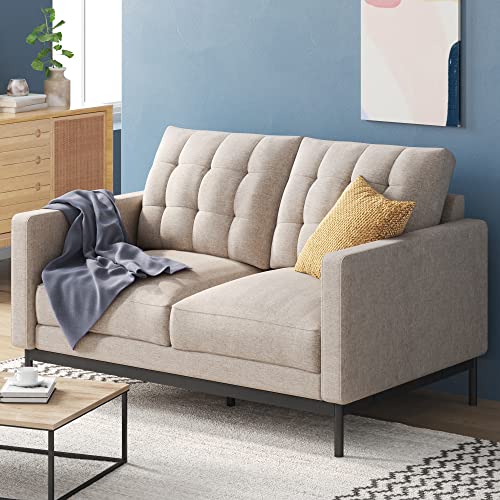 ZINUS Thompson Loveseat / Tufted Cushions / Green Tea Infused Foam Cushions / Tool-Free, Easy Assembly, Beige