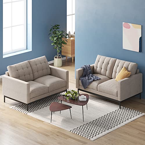 ZINUS Thompson Loveseat / Tufted Cushions / Green Tea Infused Foam Cushions / Tool-Free, Easy Assembly, Beige