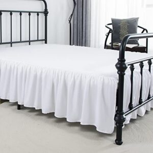 xuan dian Bed Skirt Queen Size Ruffled Bed Skirt with Split Corners, 14 Inch Drop Dust Ruffle Bed Skirt with Platform, White