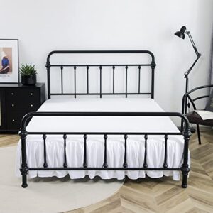 xuan dian Bed Skirt Queen Size Ruffled Bed Skirt with Split Corners, 14 Inch Drop Dust Ruffle Bed Skirt with Platform, White