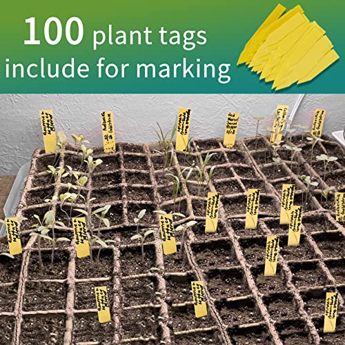 160Cells Seedling Start Trays with Drain Holes,10pcs Peat Pots Seedling Pots Biodegradable,Seedling Starter Kit,Organic Germination Plant Starter Trays(100xLabels,2xTransplant Tools,1xSpray Bottle)