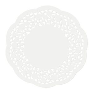 defutay 100 pack round paper doilies,white lace placemats for cakes,fried food,grilled,baked treats（4.5 in）