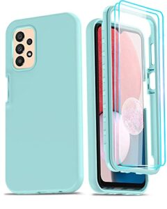 leyi for samsung galaxy a13 5g phone case: galaxy a13 5g case with [2 x tempered glass screen protector], full-body shockproof soft liquid silicone protective phone case for samsung a13 5g, mint