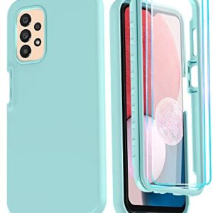 LeYi for Samsung Galaxy A13 5G Phone Case: Galaxy A13 5G Case with [2 x Tempered Glass Screen Protector], Full-Body Shockproof Soft Liquid Silicone Protective Phone Case for Samsung A13 5G, Mint