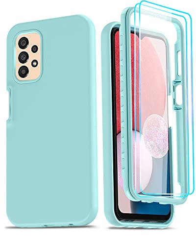 LeYi for Samsung Galaxy A13 5G Phone Case: Galaxy A13 5G Case with [2 x Tempered Glass Screen Protector], Full-Body Shockproof Soft Liquid Silicone Protective Phone Case for Samsung A13 5G, Mint