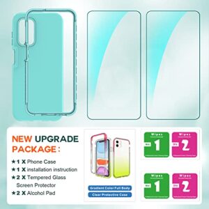 LeYi for Samsung Galaxy A13 5G Phone Case: Galaxy A13 5G Case with [2 x Tempered Glass Screen Protector], Full-Body Shockproof Soft Liquid Silicone Protective Phone Case for Samsung A13 5G, Mint