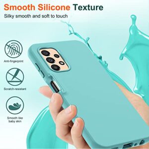 LeYi for Samsung Galaxy A13 5G Phone Case: Galaxy A13 5G Case with [2 x Tempered Glass Screen Protector], Full-Body Shockproof Soft Liquid Silicone Protective Phone Case for Samsung A13 5G, Mint