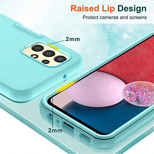 LeYi for Samsung Galaxy A13 5G Phone Case: Galaxy A13 5G Case with [2 x Tempered Glass Screen Protector], Full-Body Shockproof Soft Liquid Silicone Protective Phone Case for Samsung A13 5G, Mint