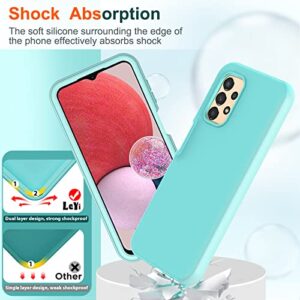 LeYi for Samsung Galaxy A13 5G Phone Case: Galaxy A13 5G Case with [2 x Tempered Glass Screen Protector], Full-Body Shockproof Soft Liquid Silicone Protective Phone Case for Samsung A13 5G, Mint