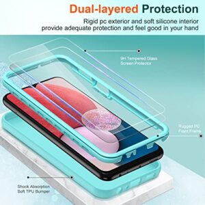 LeYi for Samsung Galaxy A13 5G Phone Case: Galaxy A13 5G Case with [2 x Tempered Glass Screen Protector], Full-Body Shockproof Soft Liquid Silicone Protective Phone Case for Samsung A13 5G, Mint