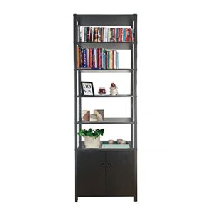 jahof 6-layer industrial bookshelf, bookcase with 2 doors, standing storage cabinet for living room, home office, bedroom, washroom, kitchen (6-tier, black)