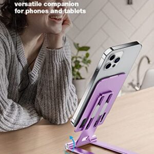 MEISO Cell Phone Stand, Fully Foldable Phone Holder for Desk, Desktop Mobile Phone Cradle Dock Compatible with iPhone, Samsung Galaxy, iPad Mini, Tablets Up to 10” (Lilac Purple)