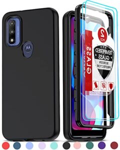 leyi for moto g pure phone case: moto g power 2022 phone case with [2 x tempered glass screen protector], full-body shockproof silicone phone case for moto g pure/motorola g power 2022, black