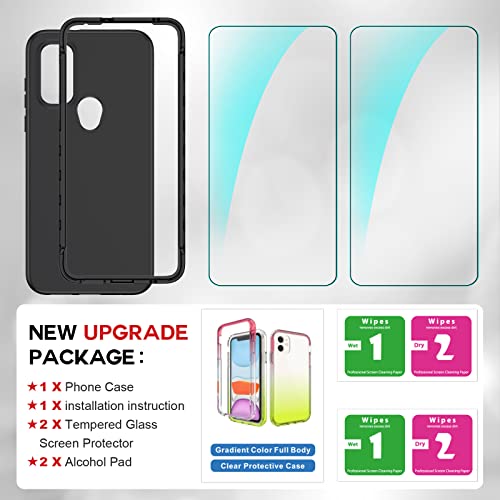 LeYi for Moto G Pure Phone Case: Moto G Power 2022 Phone Case with [2 x Tempered Glass Screen Protector], Full-Body Shockproof Silicone Phone Case for Moto G Pure/Motorola G Power 2022, Black