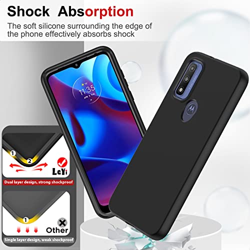 LeYi for Moto G Pure Phone Case: Moto G Power 2022 Phone Case with [2 x Tempered Glass Screen Protector], Full-Body Shockproof Silicone Phone Case for Moto G Pure/Motorola G Power 2022, Black