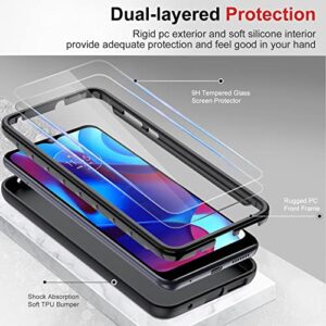 LeYi for Moto G Pure Phone Case: Moto G Power 2022 Phone Case with [2 x Tempered Glass Screen Protector], Full-Body Shockproof Silicone Phone Case for Moto G Pure/Motorola G Power 2022, Black