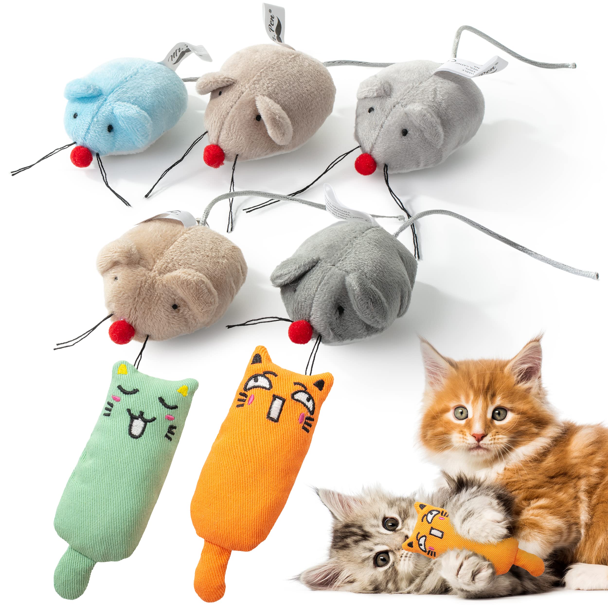 Mr. Pen- Catnip Toys, 7 Pcs, Mouse Cat Toy, Catnip Toys for Indoor Cats, Cat Nip Toys, Catnip Toys for Cats, Mouse Toy for Cats, Cat Toy Mouse, Toys with Catnip, Cat Toys Mice