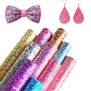 10 pack chunky crude glitter faux leather sheets iridescent christmas glitter leather sheets for earring keychains craft sewing fabric,a4 size,30cmx21cm