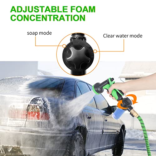 Car Wash Foam Gun, Garden Hose Nozzle Sprayer, Multifunctional Car Wash Kit with Soap Dispenser and Microfiber Gloves for Car Washing, Garden Cleaning, Watering Flowers, Pet Bathing