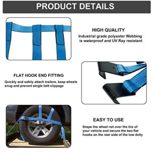 Set of 2 Tow Dolly Straps with Flat Hook,Blue Basket Strap,Fits Most 16-20" Tires Webbing Ratchet Straps…