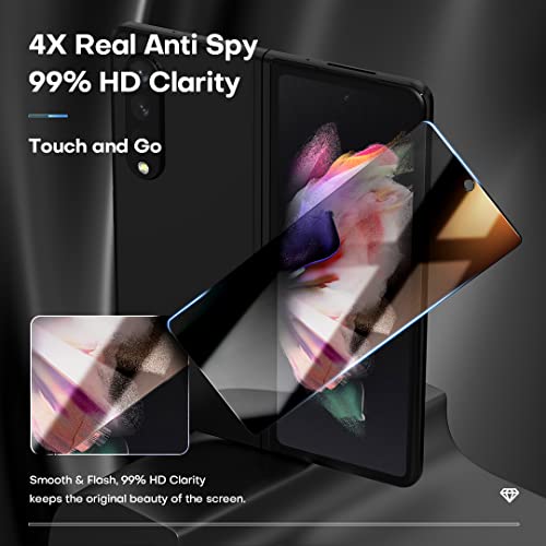 TOCOL [2+2 Pack] for Samsung Galaxy Z Fold 3 5G with 2 Pack Front Privacy Tempered Glass Screen Protector and 2 Pack Camera Lens Protector, Anti-Scratch, Bubble Free, [Anti-Spy], [Alignment Tool],Black