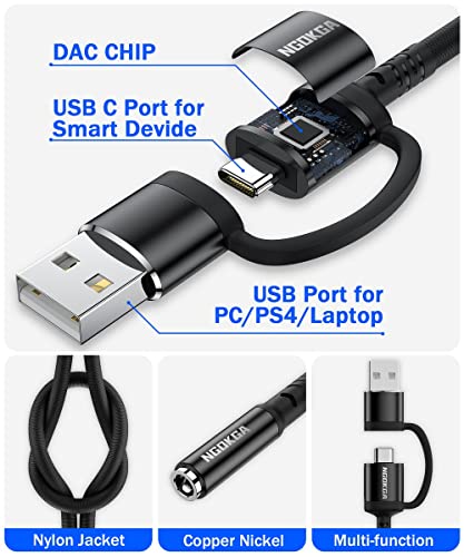 USB to 3.5mm Jack Audio Adapter USB C to 3.5mm Female AUX Adapter USB A Sound Card TRRS 4 Pole for Headphone Speaker PS4 PS5 PC Compatible with Pixel 5 4 3 XL Samsung Galaxy S21 S20 FE and More