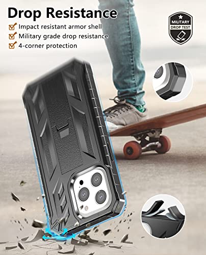 SOiOS for iPhone 13 Pro Max Case: Built in Kickstand - Military Grade Shockproof Durable Protective Phone Cover | Heavy Duty Drop Proof Full Protection TPU Bumper Hard Rugged Case 6.7 inch 2021 Black