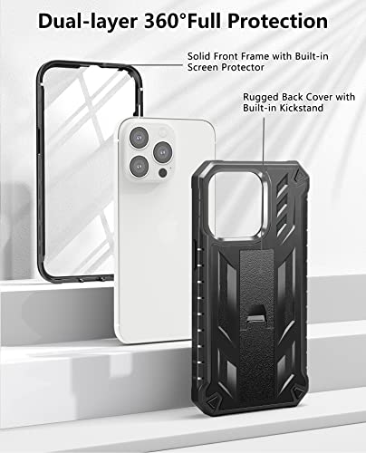 SOiOS for iPhone 13 Pro Max Case: Built in Kickstand - Military Grade Shockproof Durable Protective Phone Cover | Heavy Duty Drop Proof Full Protection TPU Bumper Hard Rugged Case 6.7 inch 2021 Black