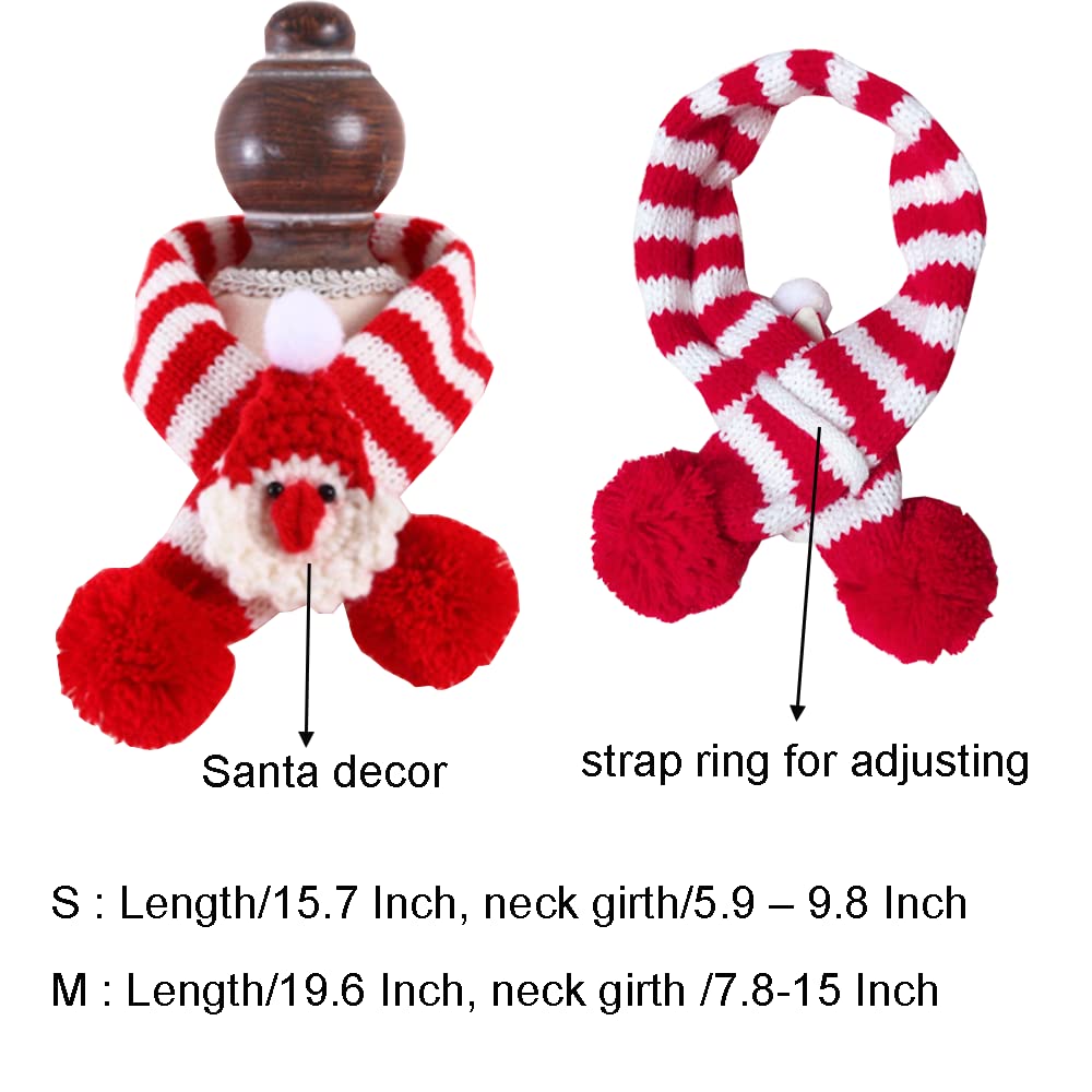 ANIAC Pet Christmas Scarf WithXmas Tree and Pompom Decor Doggy Soft Bandana Warm Neck Accessories Holiday Festive Outfits for Cats Puppy Kitten and Small Dogs (Medium, Red)