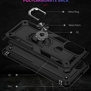 for Moto G Pure Case, Moto G Power 2022 case with Screen Protector [Military Grade 16ft. Drop Tested] Magnetic Ring Holder Kickstand Protective Phone Case for Motorola Moto G Pure 2021, Black