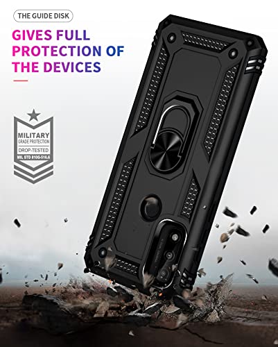 for Moto G Pure Case, Moto G Power 2022 case with Screen Protector [Military Grade 16ft. Drop Tested] Magnetic Ring Holder Kickstand Protective Phone Case for Motorola Moto G Pure 2021, Black