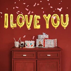 LIOZEOKUN Letter Balloons 16 Inch Mylar Foil Alphabet Letter A-Z Balloons Set for Wedding Birthday Party Decoration Banner Custom Phrase 26 Pieces (Gold)