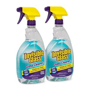 invisible glass 92194-2pk 32-ounce cleaner and window spray for home and auto for streak-free shine film-free glass cleaner safe for tinted windows and windshield film remover, pack of 2, clear