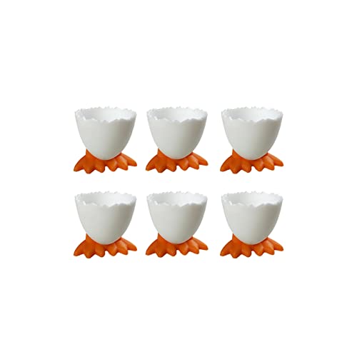 6 Pcs Egg Cups Cartoon Egg Holders Soft Hard Boiled Egg Cups for Breakfast Brunch Soft Boiled Egg(White)