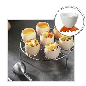 6 Pcs Egg Cups Cartoon Egg Holders Soft Hard Boiled Egg Cups for Breakfast Brunch Soft Boiled Egg(White)