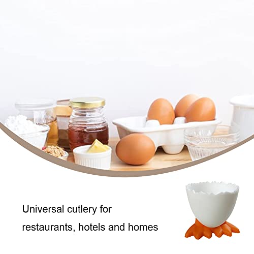 6 Pcs Egg Cups Cartoon Egg Holders Soft Hard Boiled Egg Cups for Breakfast Brunch Soft Boiled Egg(White)