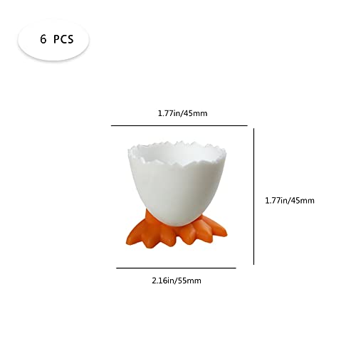 6 Pcs Egg Cups Cartoon Egg Holders Soft Hard Boiled Egg Cups for Breakfast Brunch Soft Boiled Egg(White)