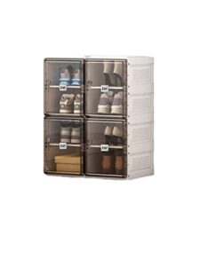 mayibox shoe cabinet 2-20 grid stackable transparent folding shoe box plastic storage box storage 2-40 pairs of shoes (2 rows 8 grids)