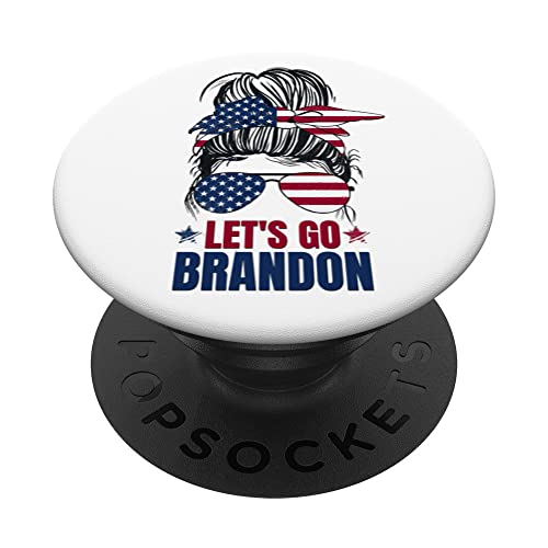 Let's Go Brandon Funny Messy Bun for Women PopSockets Swappable PopGrip