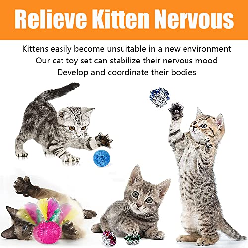 22 Pcs Cat Toys for Indoor Cats Kitten, Cat Tunnel Mouse Toy, Kitten Toys Cat Feather Teaser Wand Spring Toy