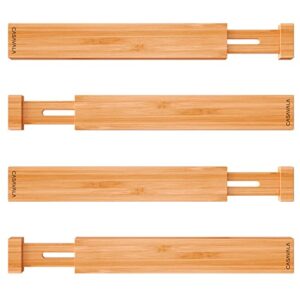 drawer divider, 4 pcs bamboo drawer dividers organizers, adjustable drawer dividers for clothes, kitchen drawer divider, dresser drawer divider, drawer separators, 17"-22" expandable drawer divider