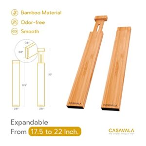 Drawer Divider, 4 PCS Bamboo Drawer Dividers Organizers, Adjustable Drawer Dividers for Clothes, Kitchen Drawer Divider, Dresser Drawer Divider, Drawer Separators, 17"-22" Expandable Drawer Divider