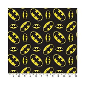 DC Comics 1 Yard Precut Cotton Fabric - Batman Logo Toss 4 pc.