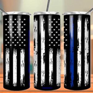 thin blue line police tumbler-20oz travel mug with lid for coffee cup/cold drinks,graduation,cops officer,law enforcement 20oz insulated stainless steel travel mug skinny