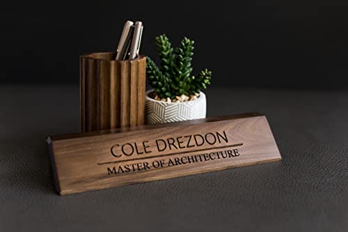 Walnut Office Desk Name Plate Personalized. Custom Name Plates for Desks. Office Desk Decor. Gift For Coworkers, Teachers, Graduates. Walnut Desk Wedge