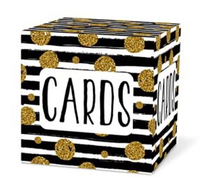 black and gold card box – 8”*8”*8” gift or money box holder for wedding,baby or bridal shower,birthday, graduation,engagement, party favor, decorations, 1 set(hezi-a001)