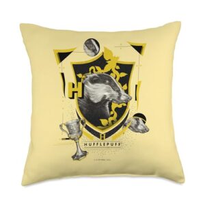 harry potter hufflepuff shield realistic badger throw pillow, 18x18, multicolor