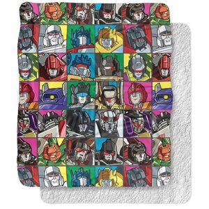 transformers transformers squares silky touch sherpa back super soft throw blanket